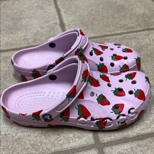 CROCS Pink Strawberry Patterned Clogs